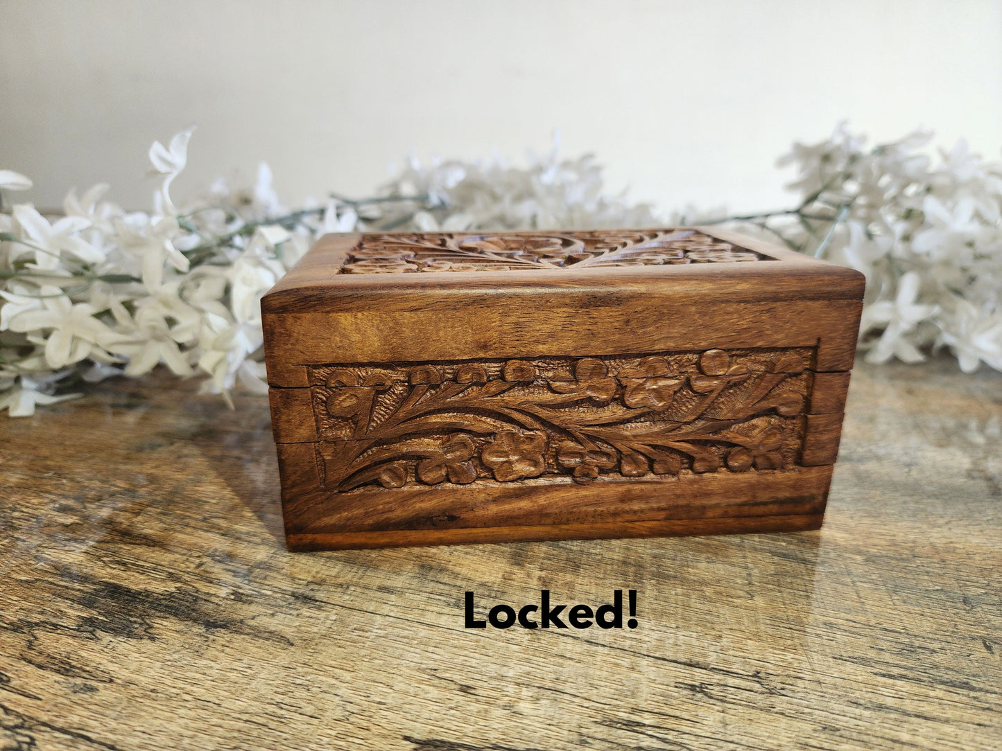 Handcrafted Wooden Box – Small Size with Internal Lock & Free Gift!