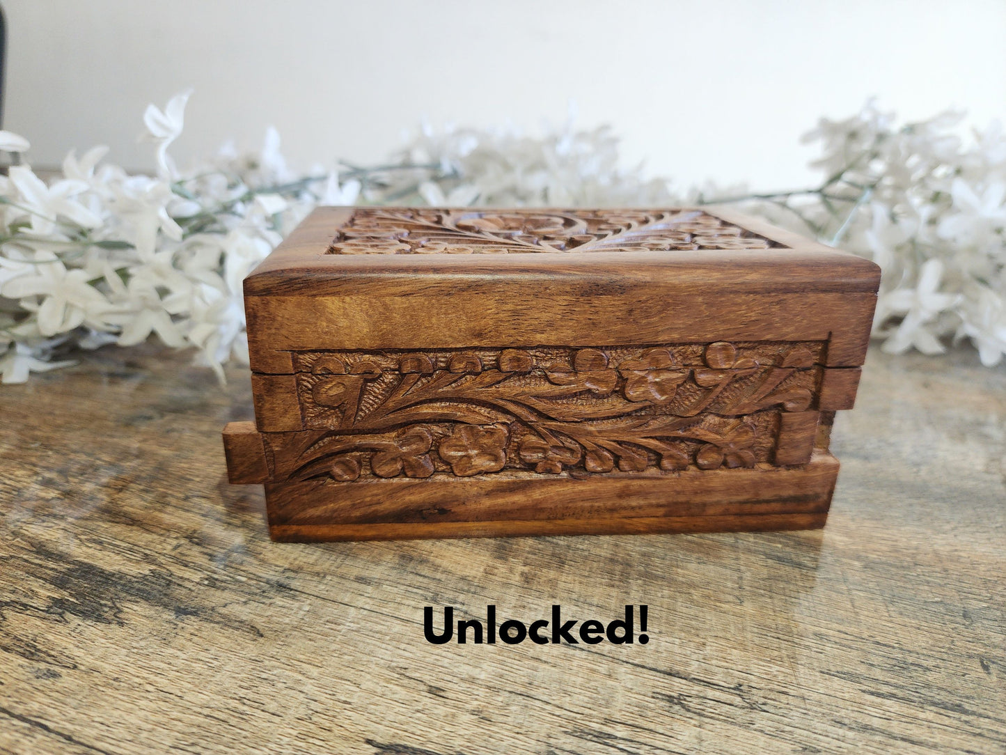 Handcrafted Wooden Box – Small Size with Internal Lock & Free Gift!