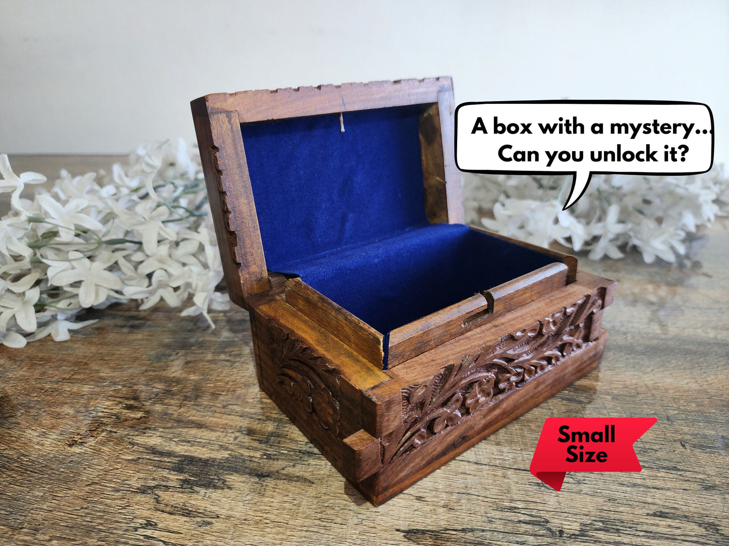 Handcrafted Wooden Box – Small Size with Internal Lock & Free Gift!