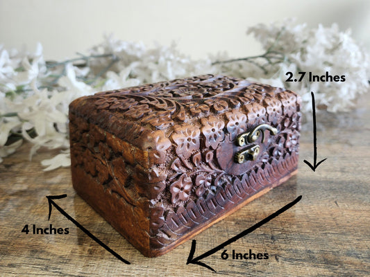 Handcrafted Wooden Jewelry & Storage Box – Small Size (Intricate Cravings)
