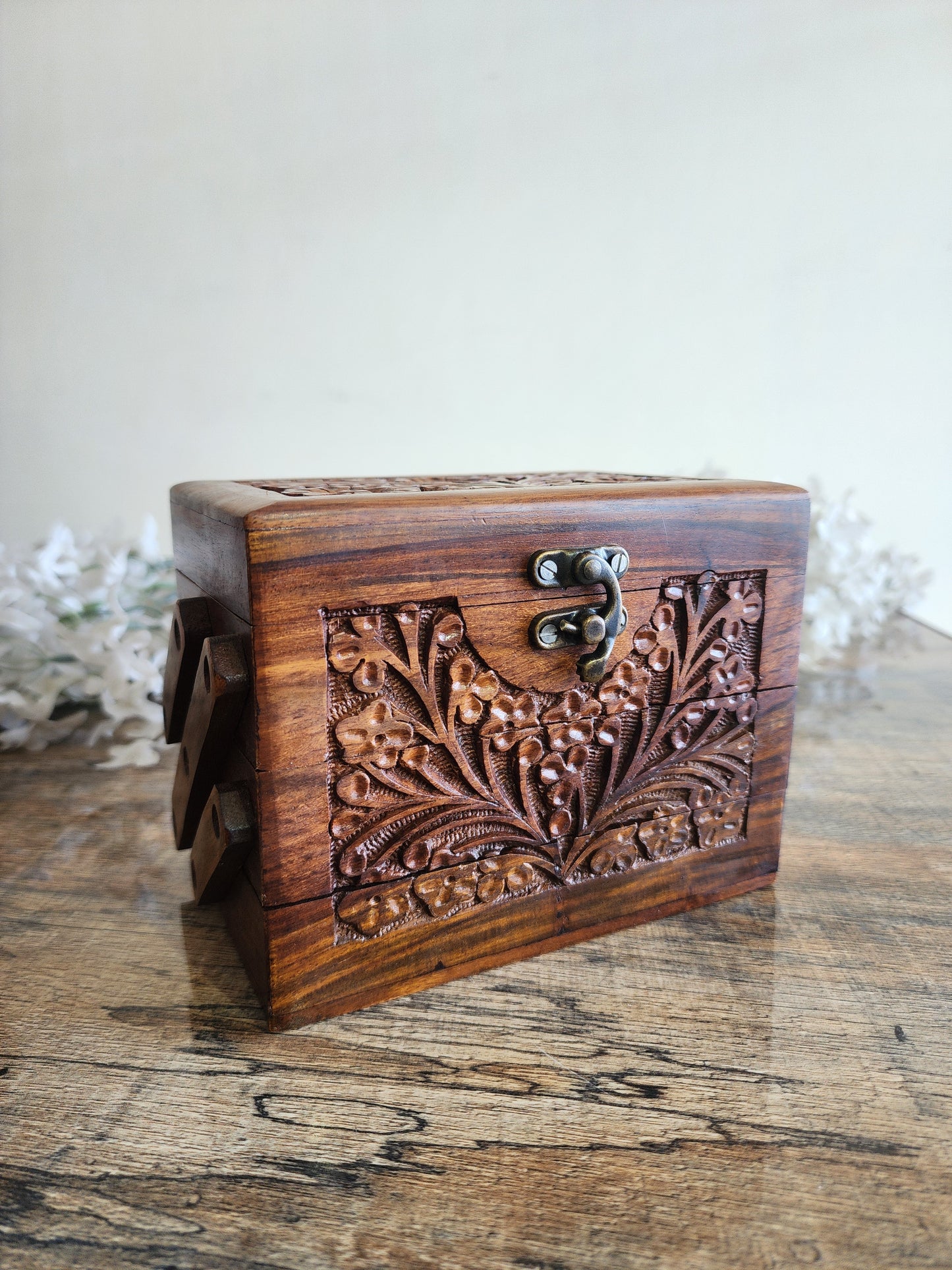 Handcrafted Wooden Jewelry & Storage Box – Small Size (Unique Folding Design)