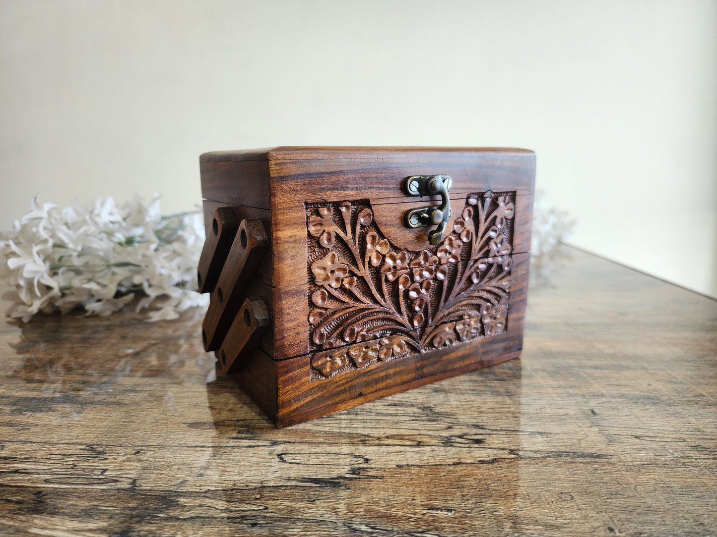 Handcrafted Wooden Jewelry & Storage Box – Small Size (Unique Folding Design)