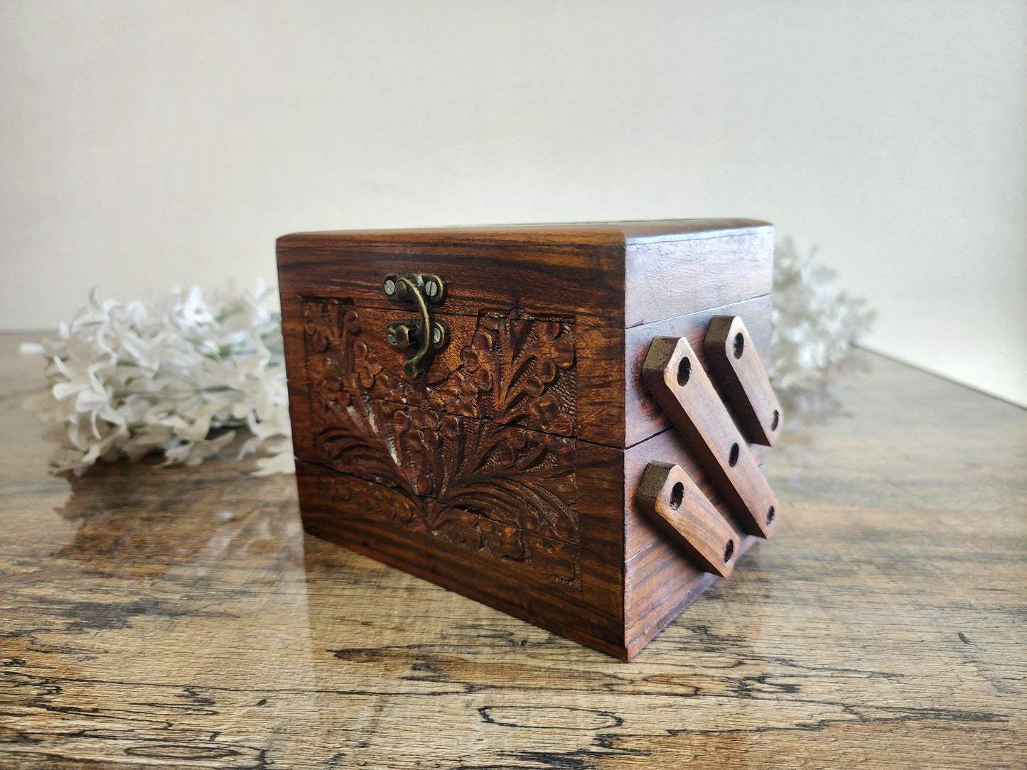 Handcrafted Wooden Jewelry & Storage Box – Small Size (Unique Folding Design)