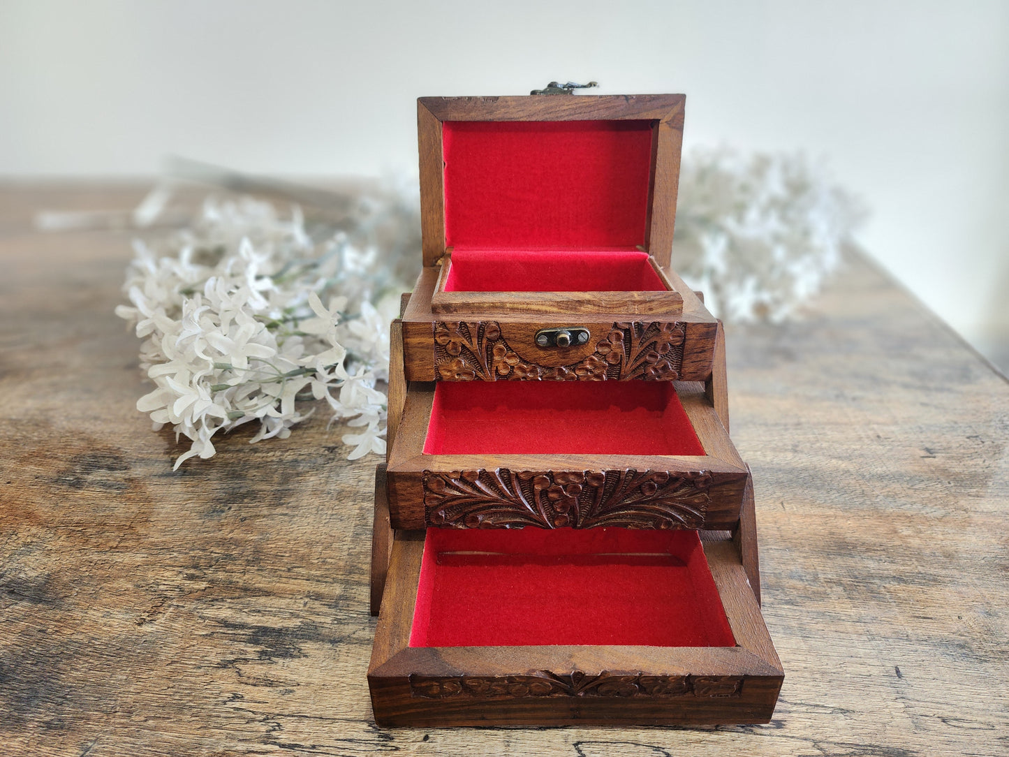 Handcrafted Wooden Jewelry & Storage Box – Small Size (Unique Folding Design)