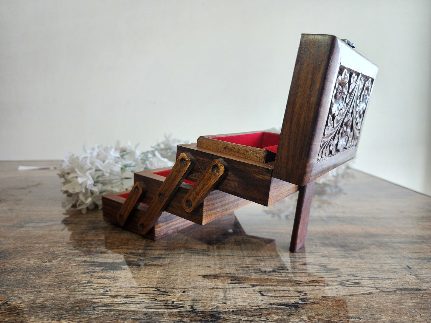 Handcrafted Wooden Jewelry & Storage Box – Small Size (Unique Folding Design)