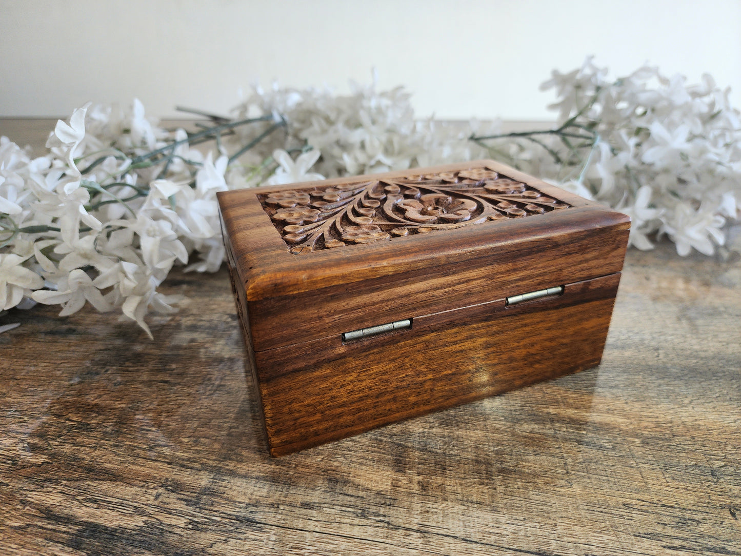 Handcrafted Wooden Box – Small Size with Internal Lock & Free Gift!