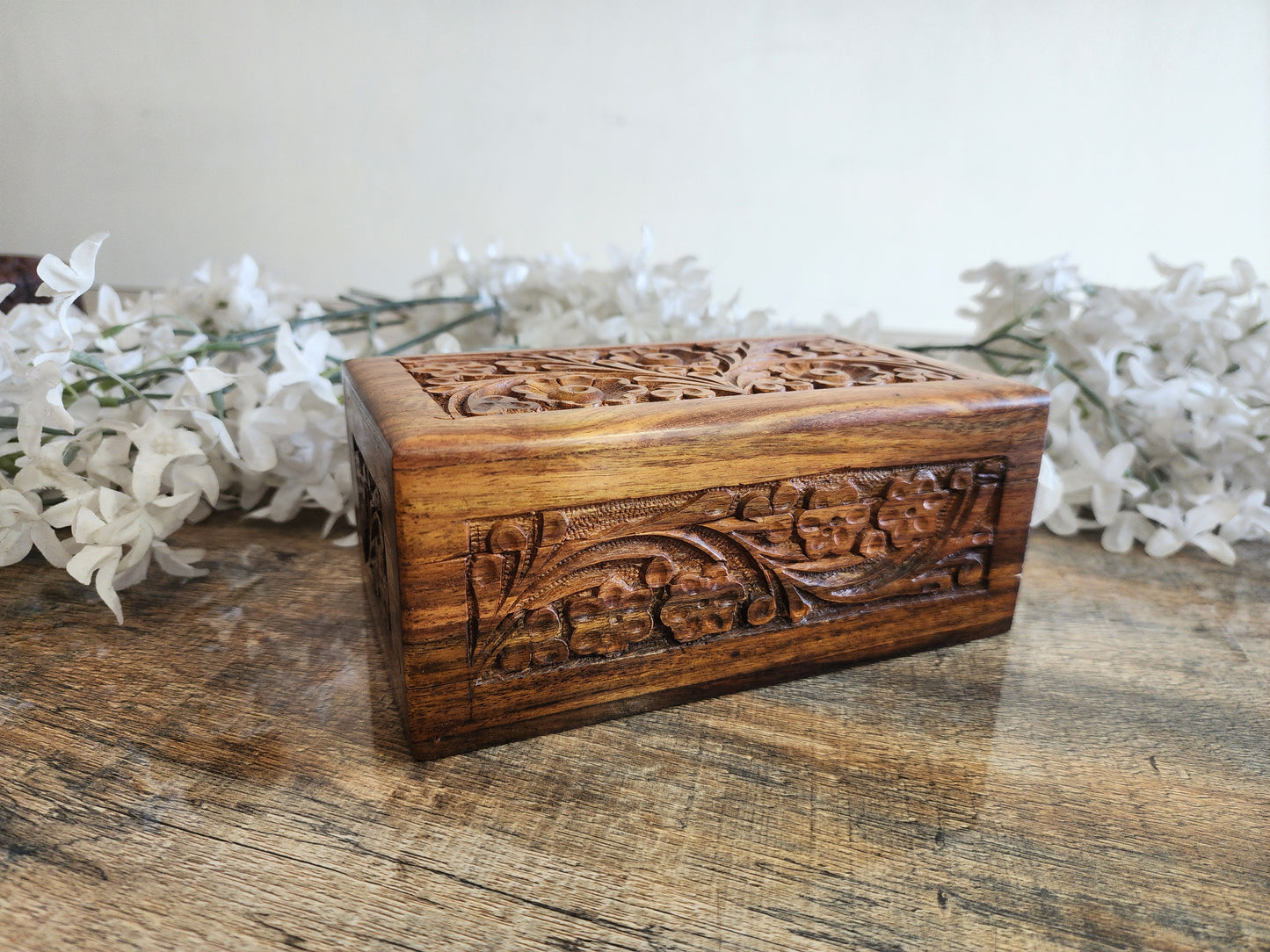 Handcrafted Wooden Mystery Box – Medium Size with Internal Lock & Free Gift