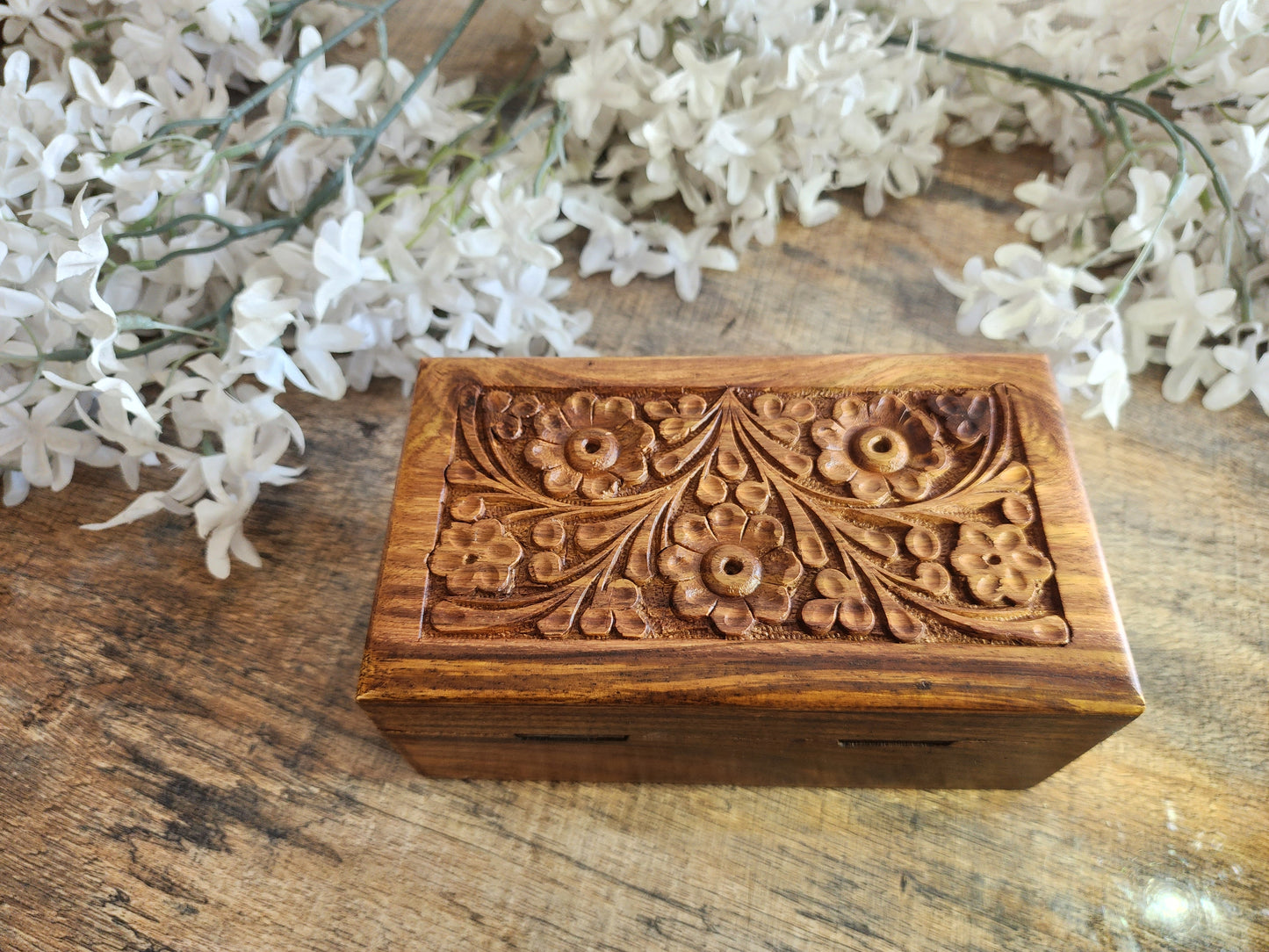 Handcrafted Wooden Mystery Box – Medium Size with Internal Lock & Free Gift