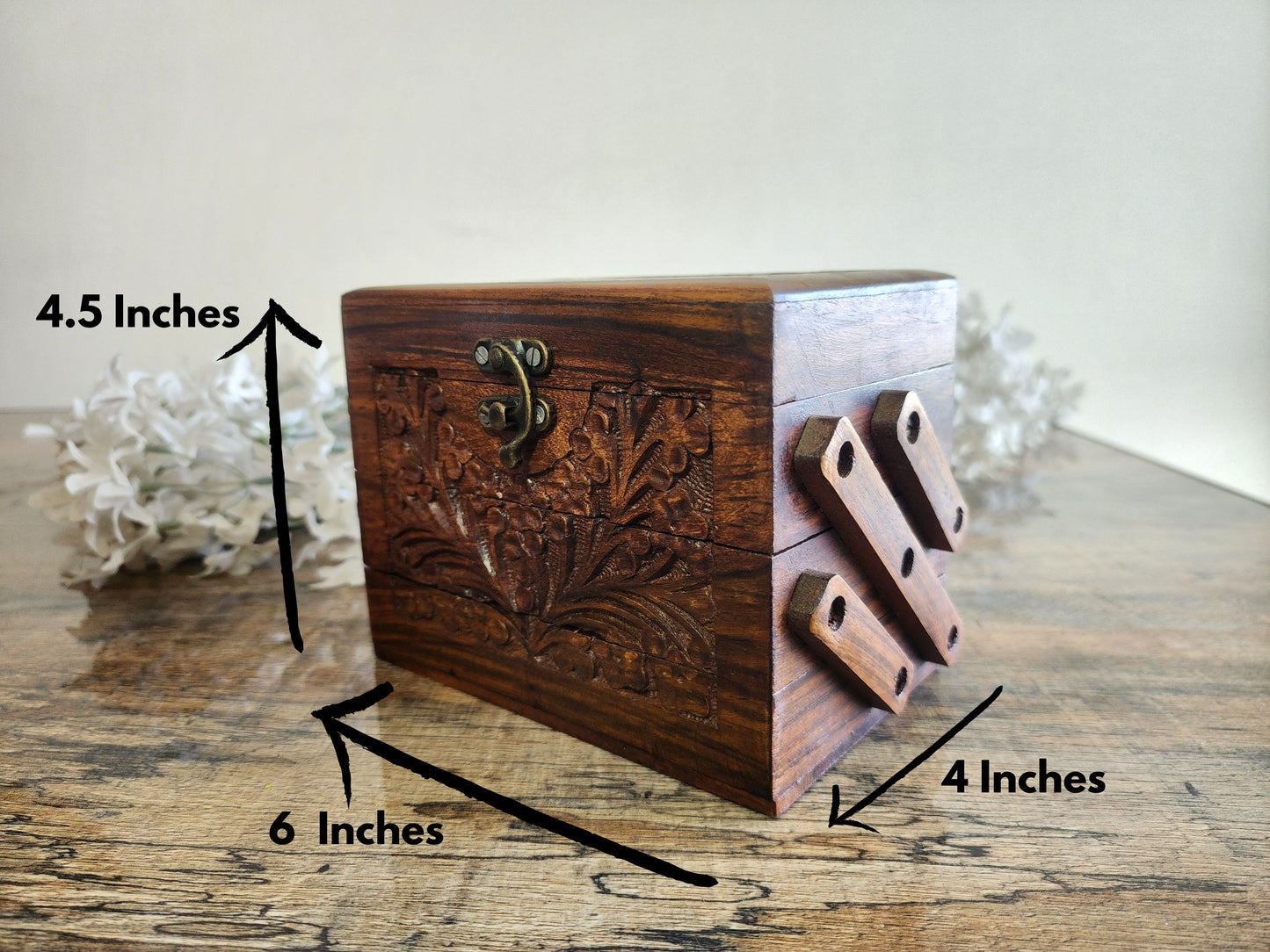 Handcrafted Wooden Jewelry & Storage Box – Small Size (Unique Folding Design)