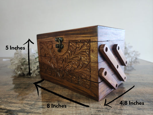 Handcrafted Wooden Jewelry & Storage Box – Large Size (Unique Folding Design)