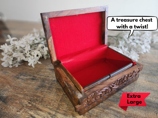 Handcrafted Wooden Extra Large Size with Internal Lock & Free Gift