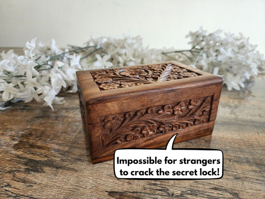 Handcrafted Wooden Box – Small Size with Internal Lock & Free Gift!